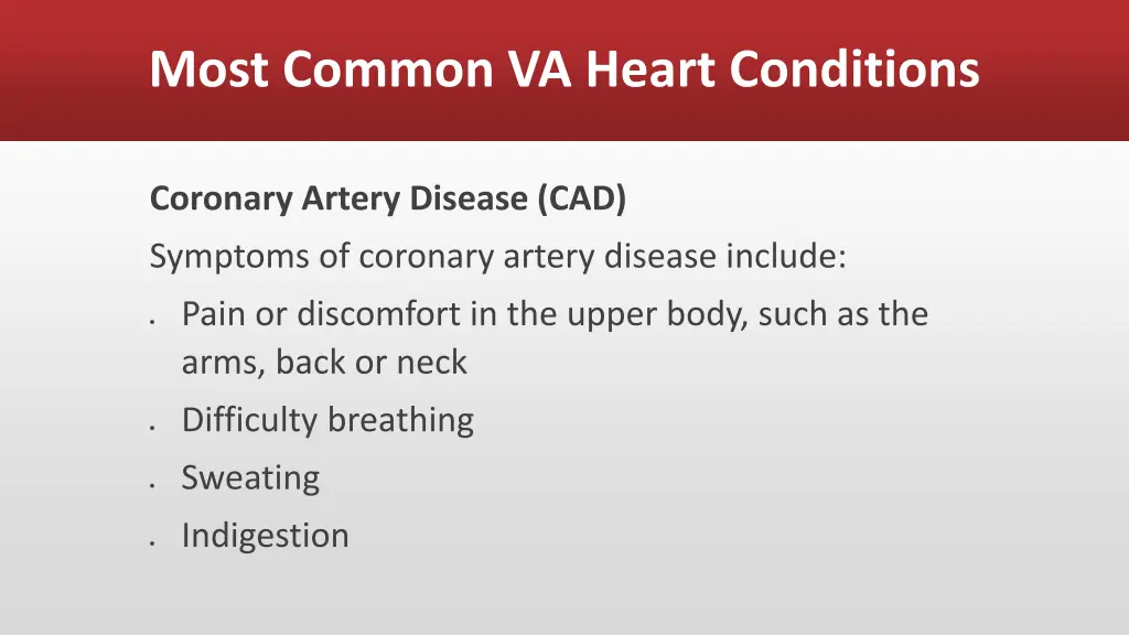 most common va heart conditions 1