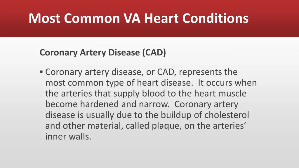 most common va heart conditions