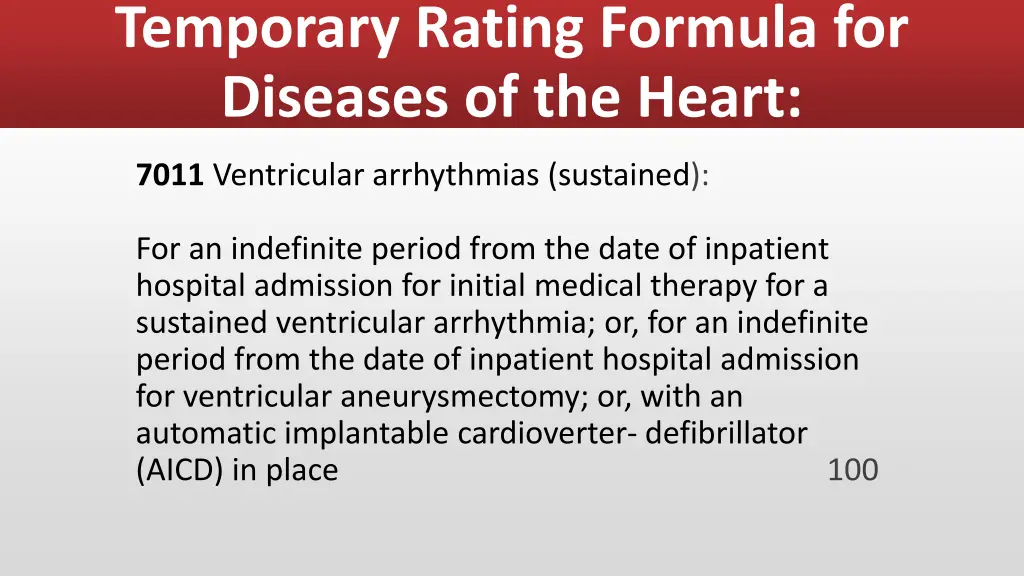 temporary rating formula for diseases of the heart 4