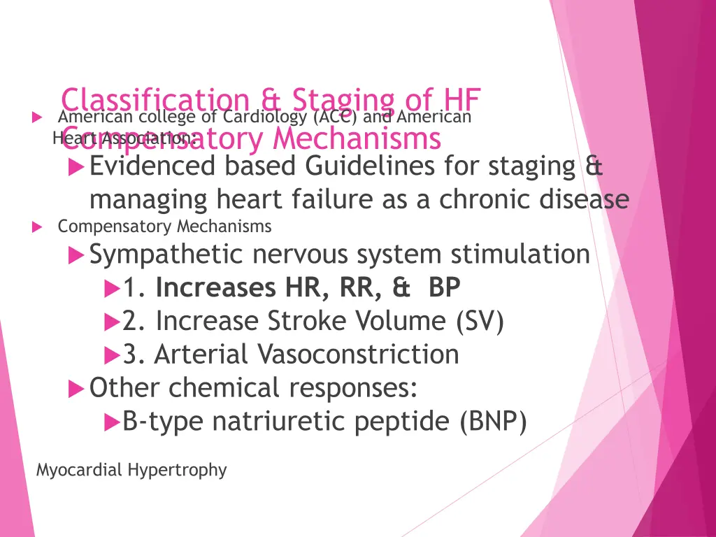 classification staging of hf compensatory