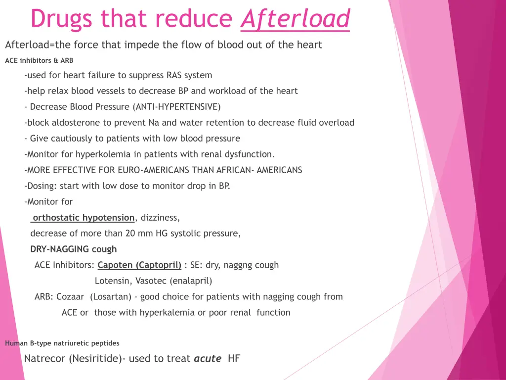 drugs that reduce afterload