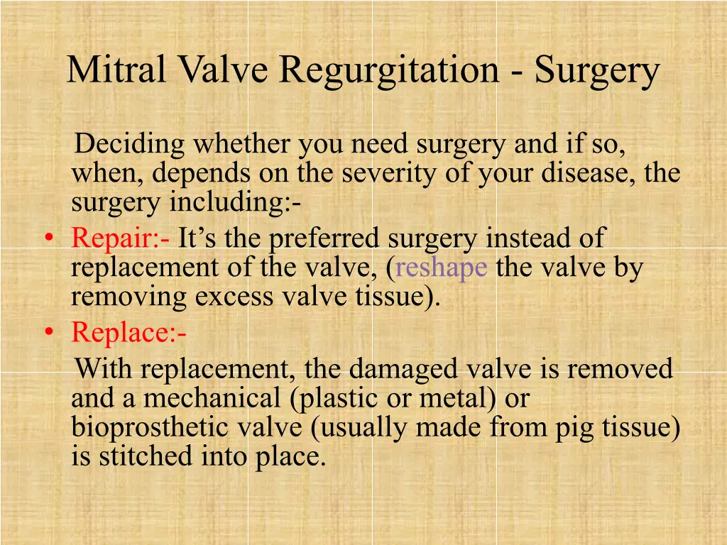 mitral valve regurgitation surgery