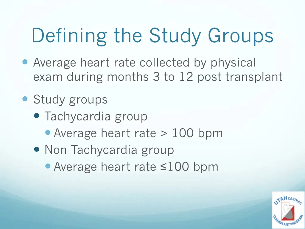 defining the study groups