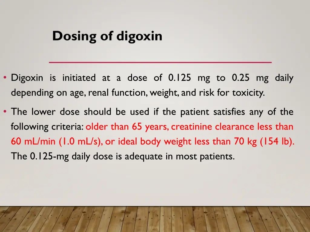 dosing of digoxin