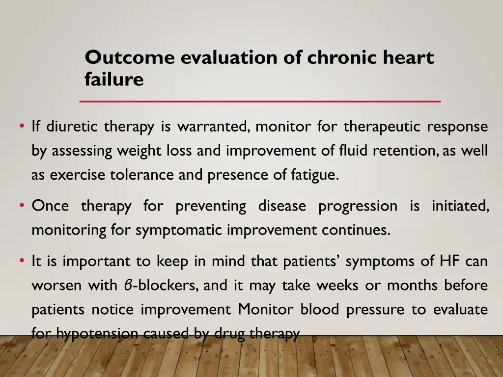 outcome evaluation of chronic heart failure