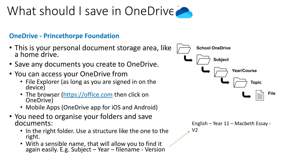 what should i save in onedrive