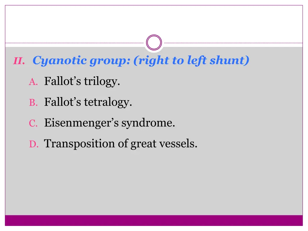 ii cyanotic group right to left shunt