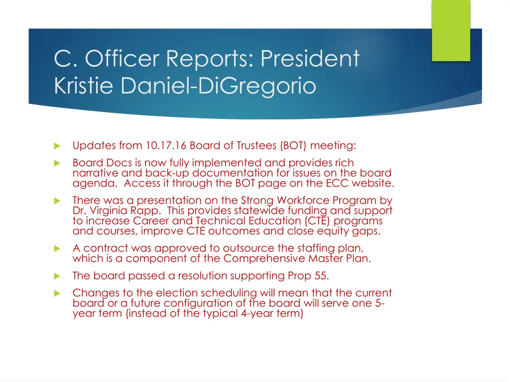 c officer reports president kristie daniel 1