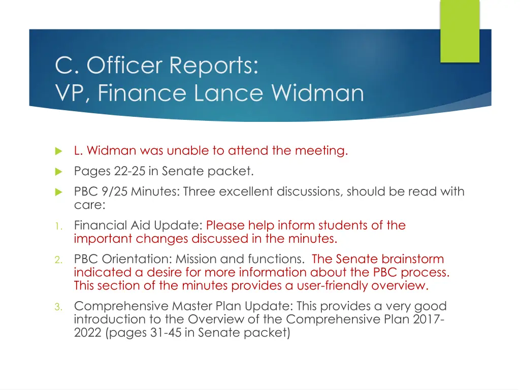 c officer reports vp finance lance widman