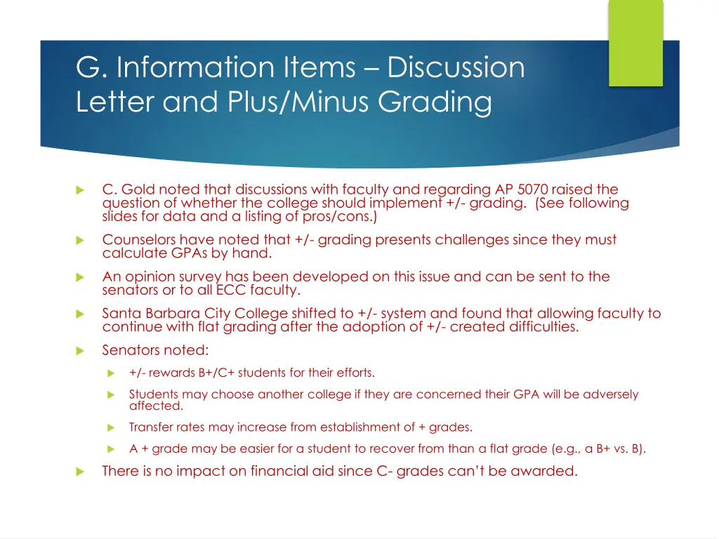 g information items discussion letter and plus