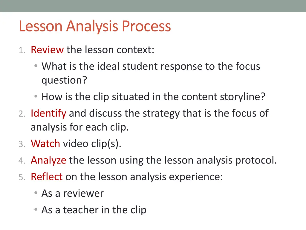 lesson analysis process