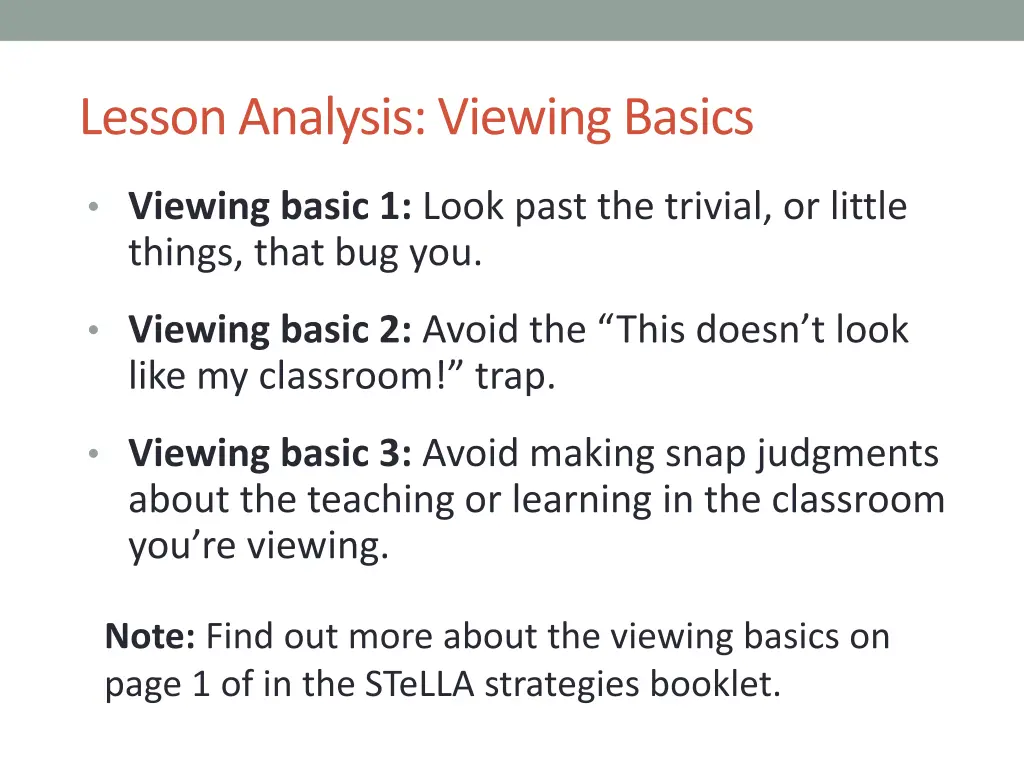 lesson analysis viewing basics