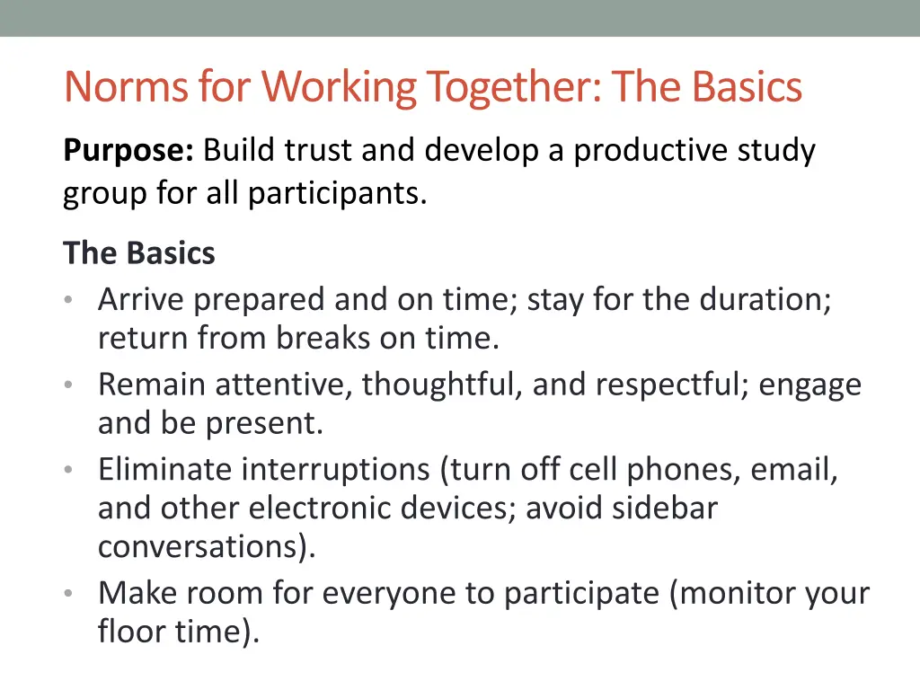 norms for working together the basics