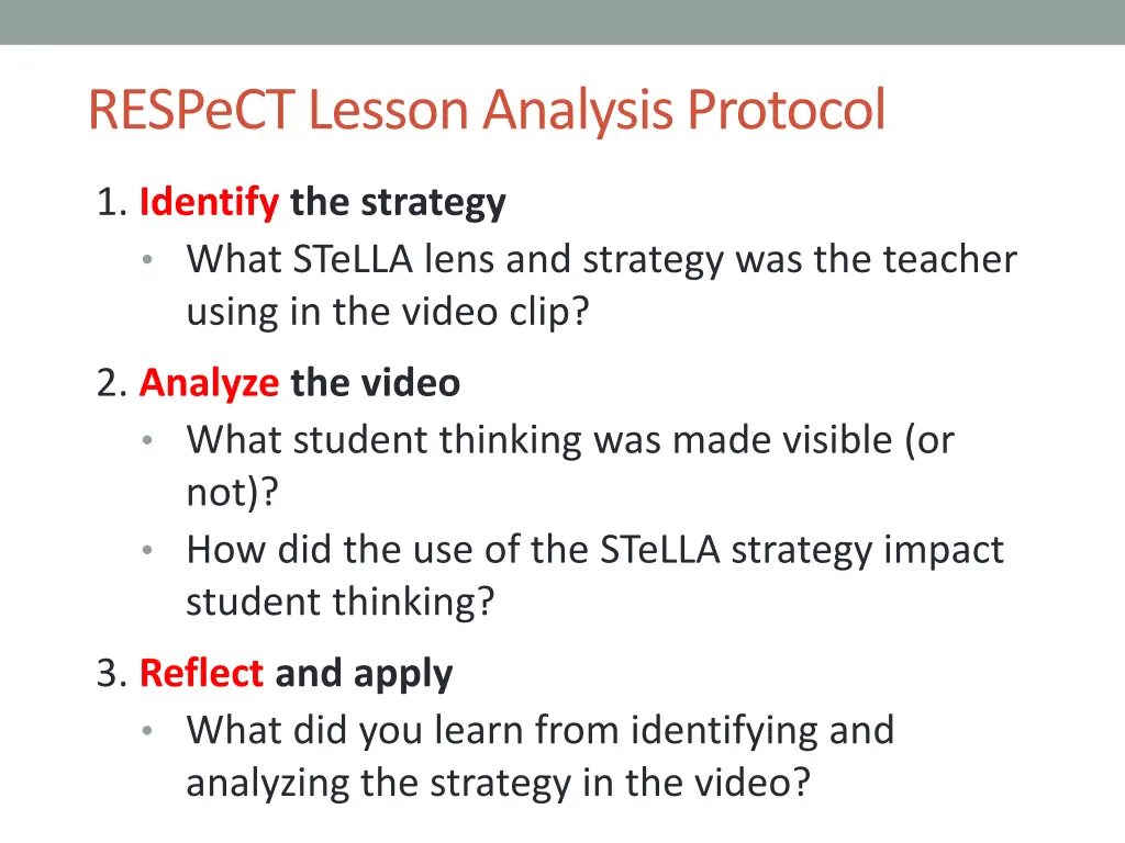 respect lesson analysis protocol