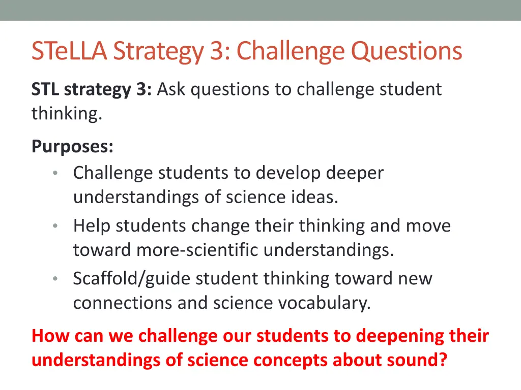 stella strategy 3 challenge questions