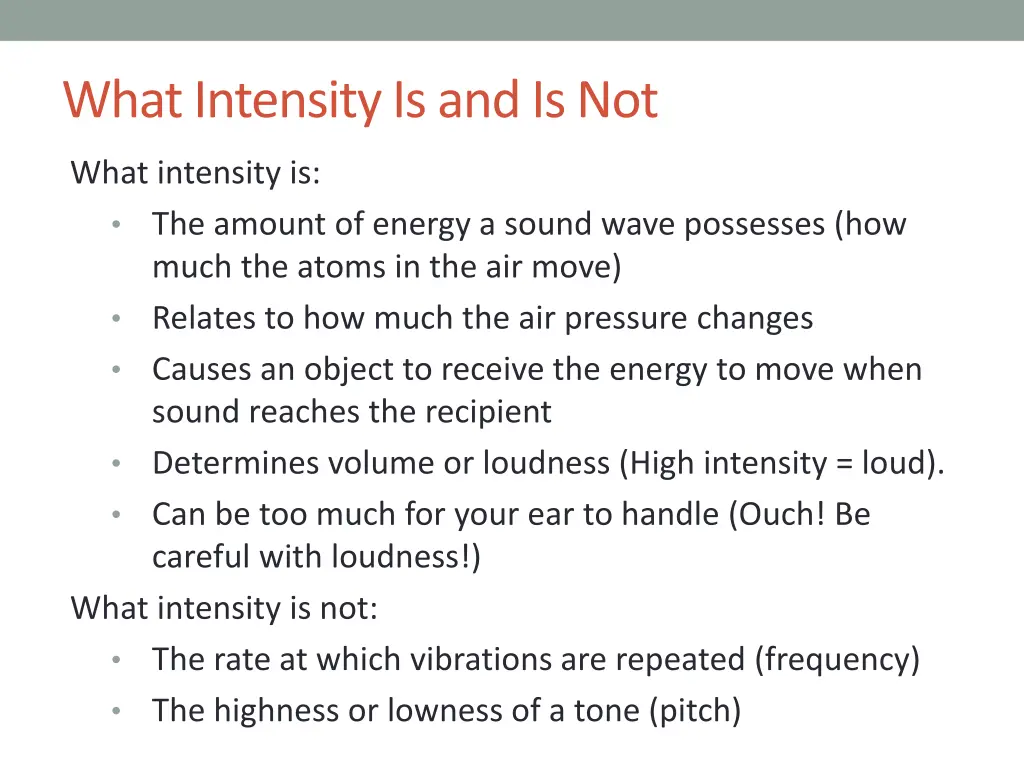 what intensity is and is not