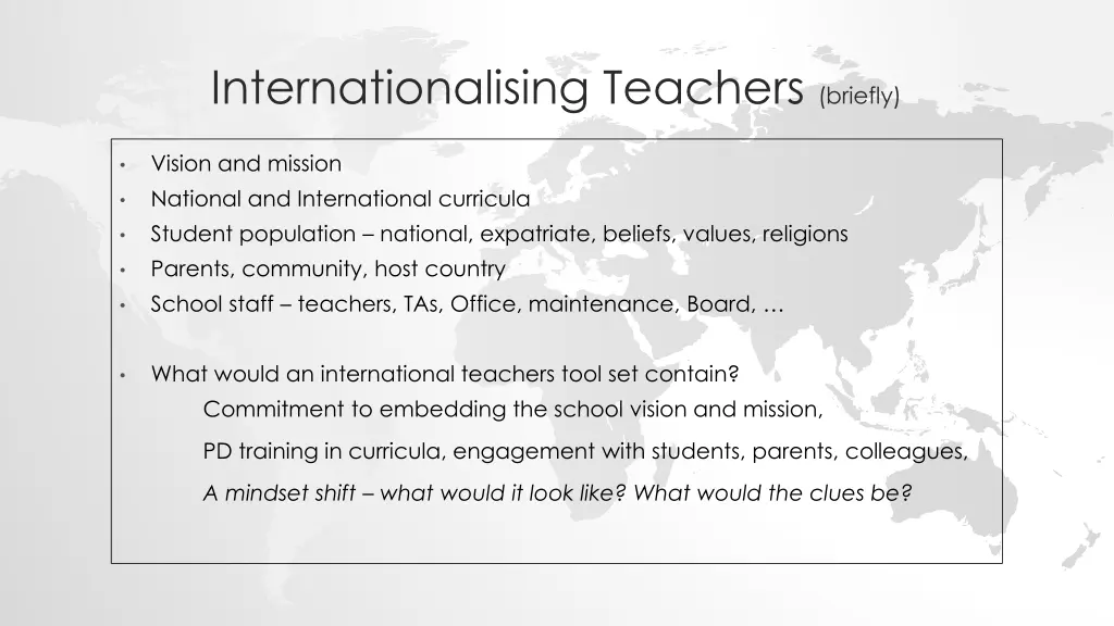 internationalising teachers briefly