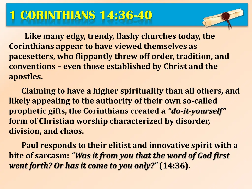 1 corinthians 14 36 40 1