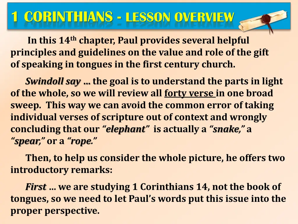 1 corinthians lesson overview 4