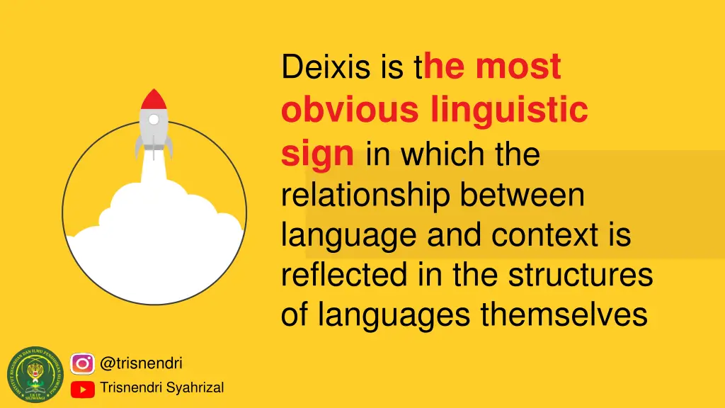 deixis is t he most obvious linguistic sign