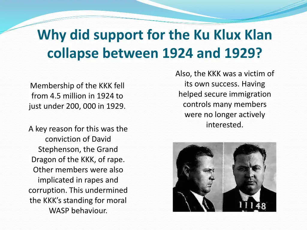 why did support for the ku klux klan collapse