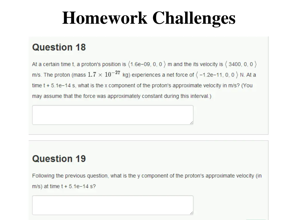 homework challenges