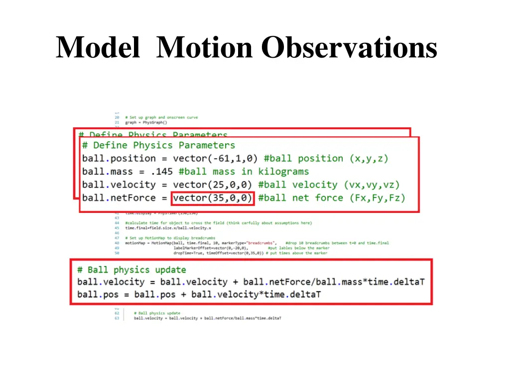 model motion observations