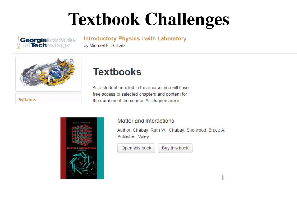 textbook challenges