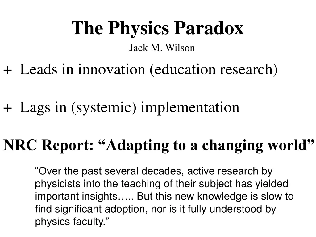 the physics paradox jack m wilson