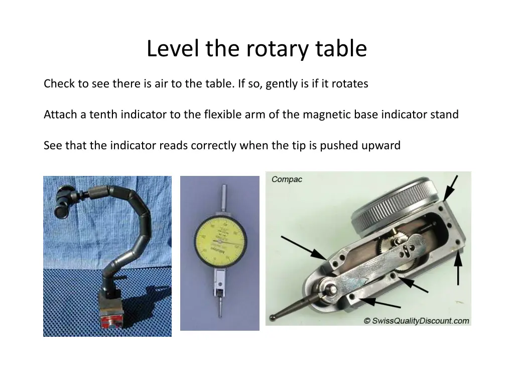 level the rotary table