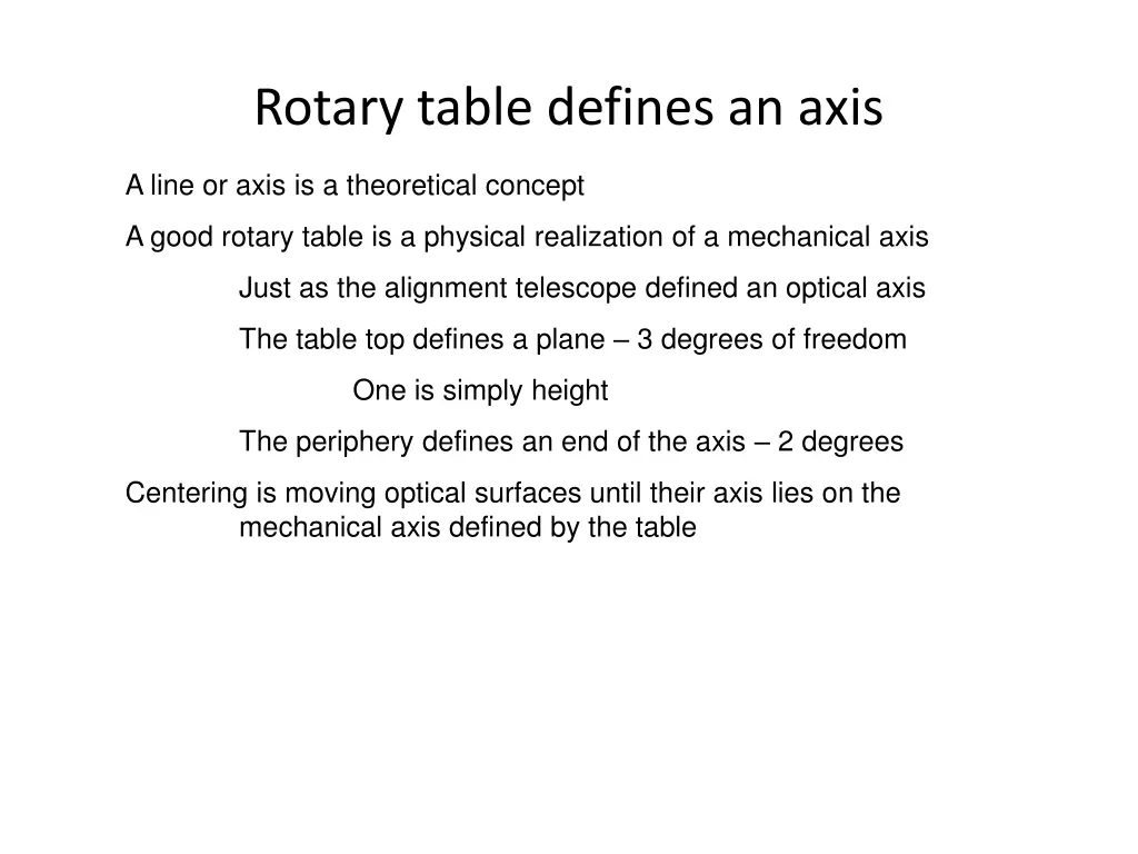 rotary table defines an axis