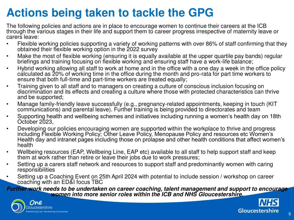 actions being taken to tackle the gpg