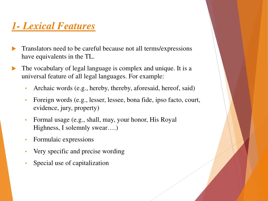 1 lexical features