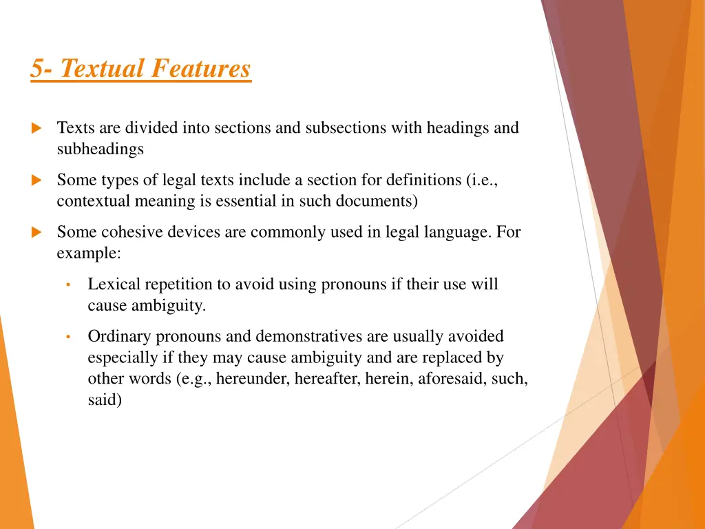 5 textual features