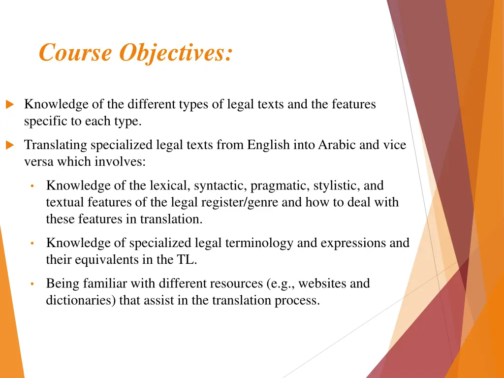 course objectives