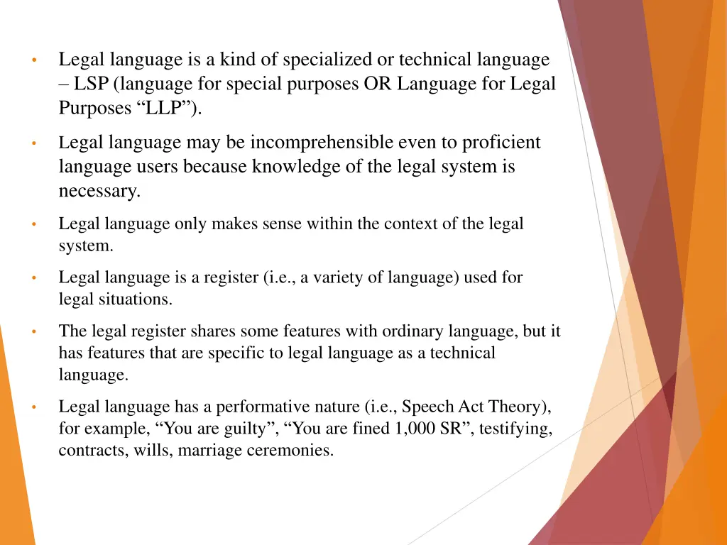 legal language is a kind of specialized