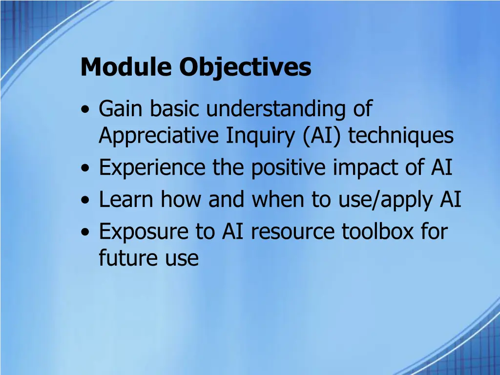 module objectives