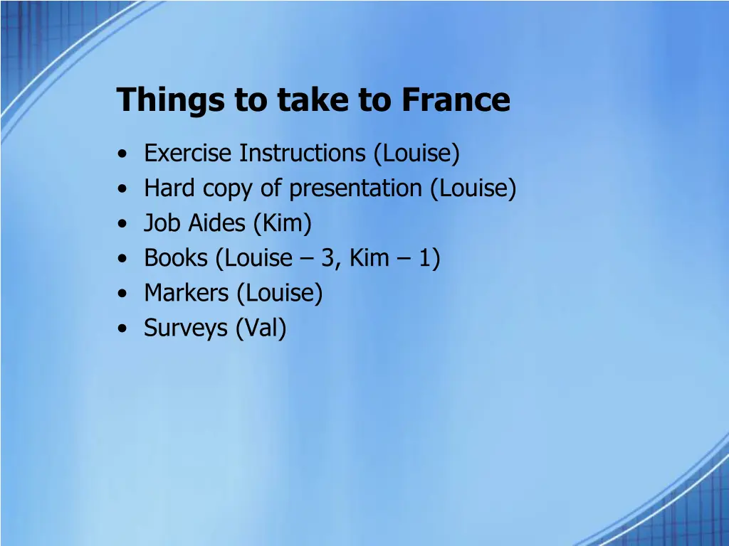 things to take to france