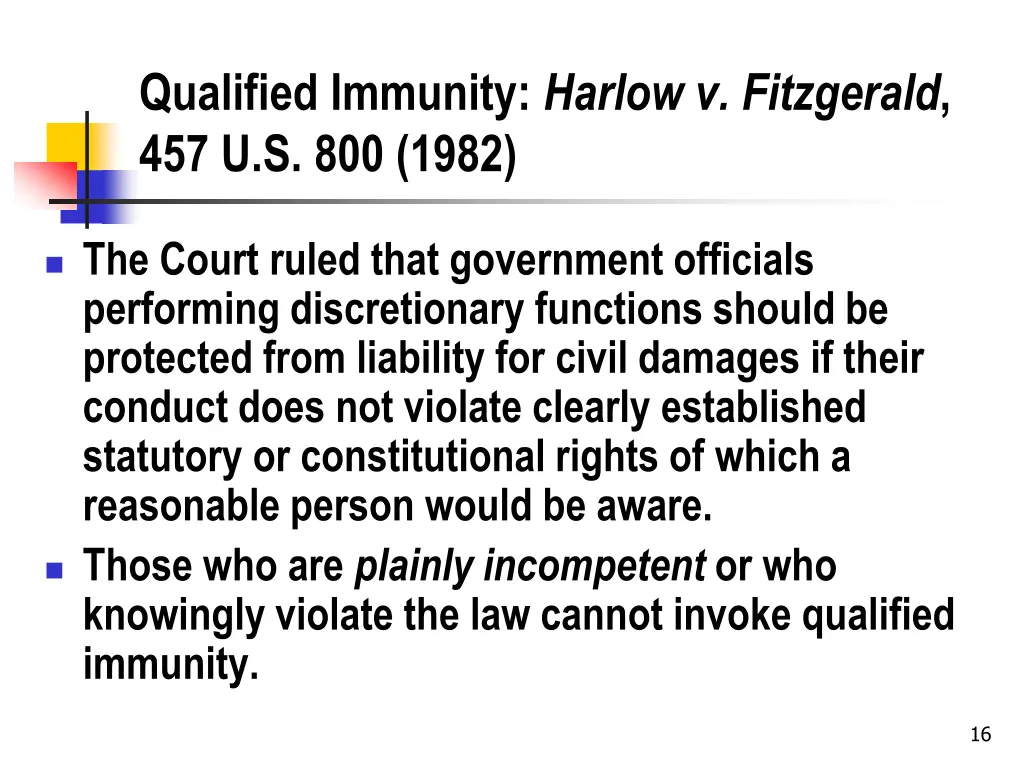 qualified immunity harlow v fitzgerald