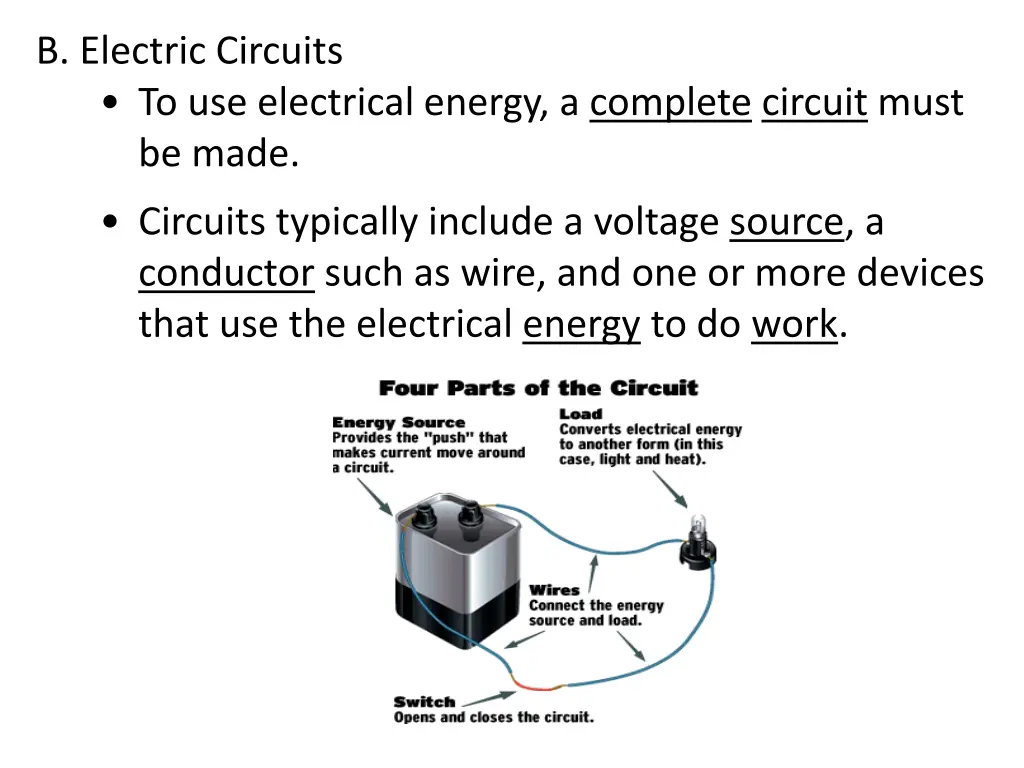 b electric circuits to use electrical energy