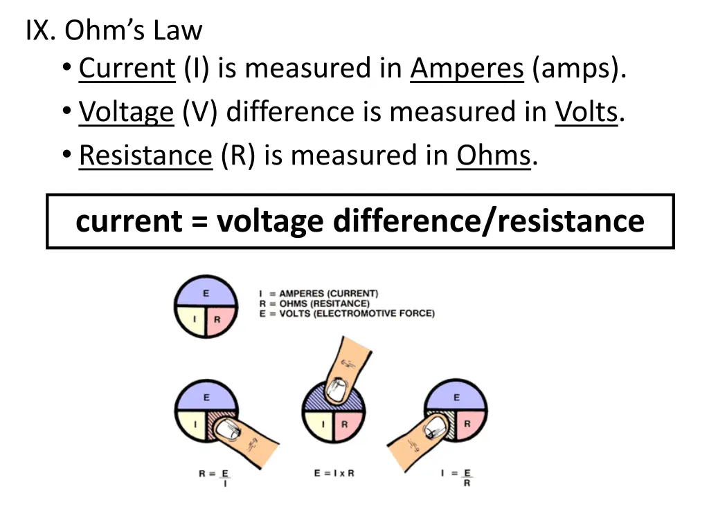 ix ohm s law current i is measured in amperes