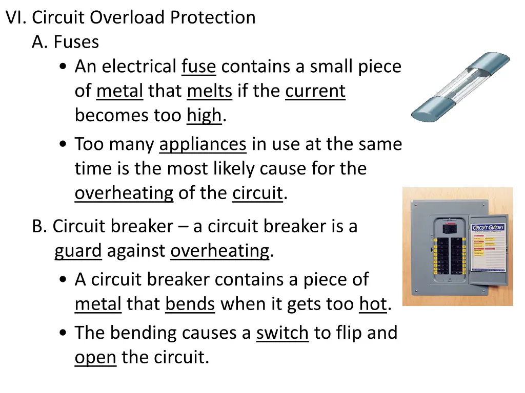 vi circuit overload protection a fuses