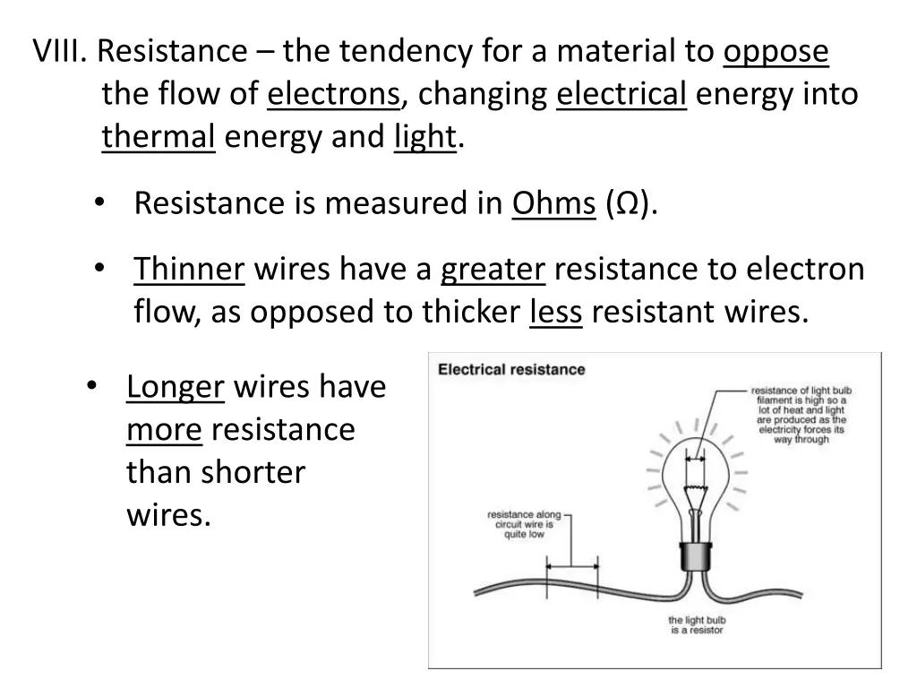 viii resistance the tendency for a material