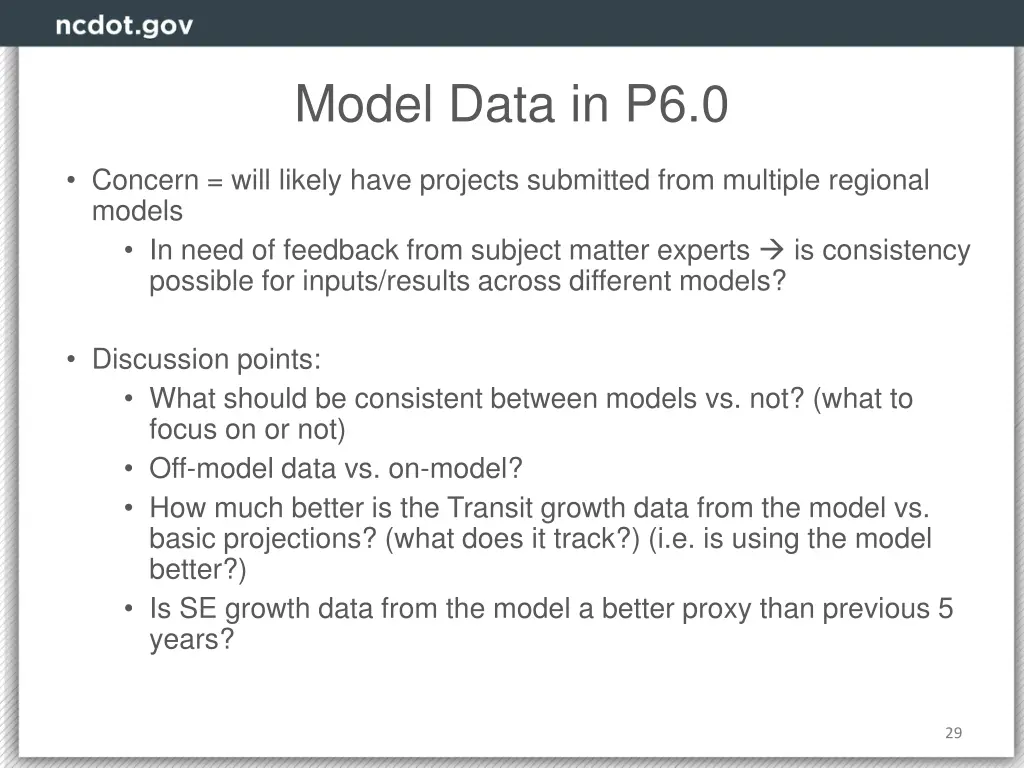 model data in p6 0 1