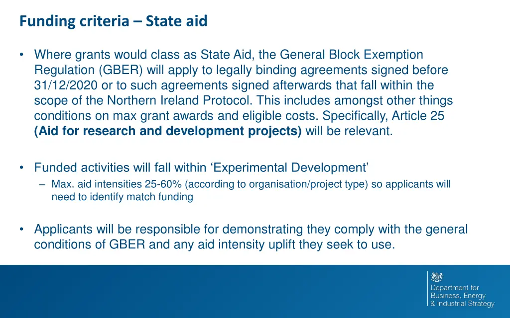 funding criteria state aid