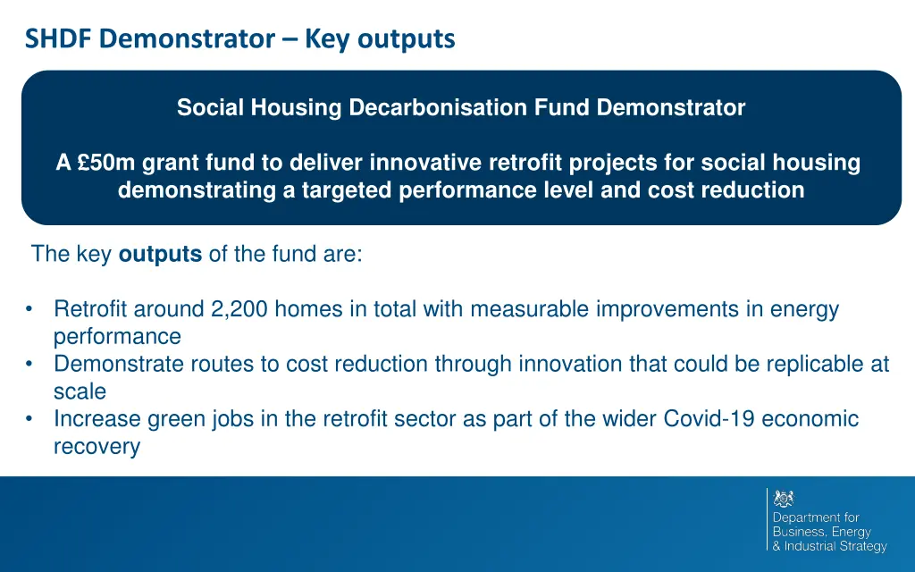 shdf demonstrator key outputs