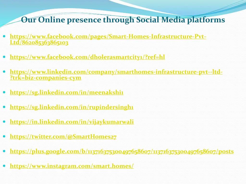 our online presence through social media platforms