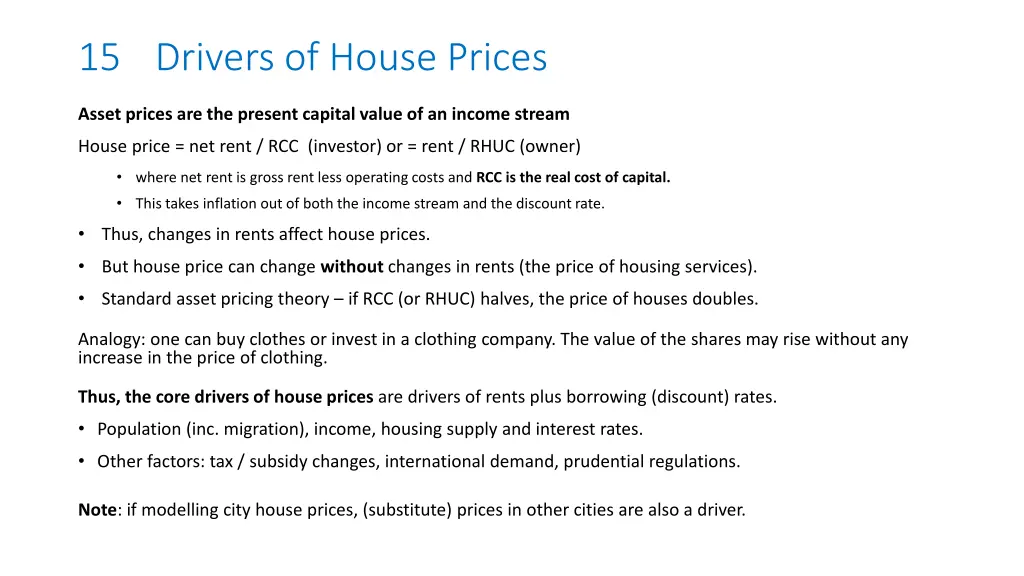 15 drivers of house prices