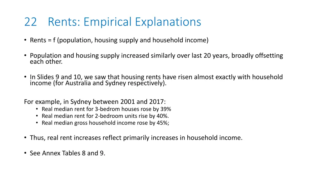 22 rents empirical explanations