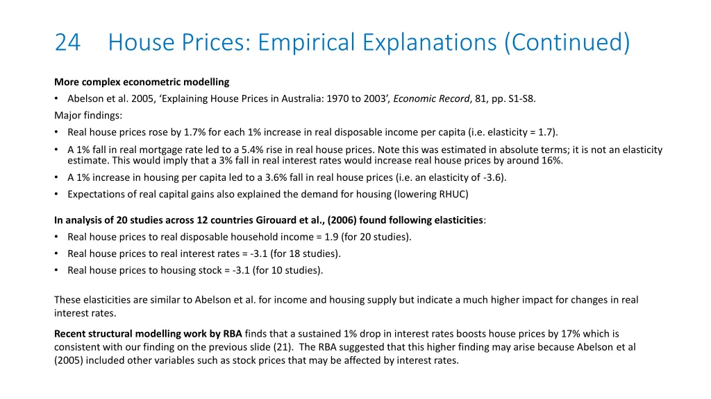 24 house prices empirical explanations continued